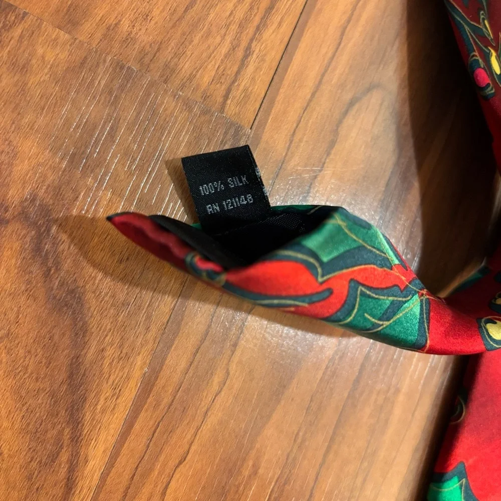 J. Garcia Collection 52 Silk Tie Holiday Holly Red and Green